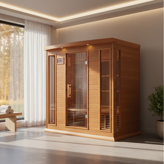 Dynamic Infrared Saunas 4 - Person Indoor Bluetooth Compatible FAR Infrared Sauna in Cedar