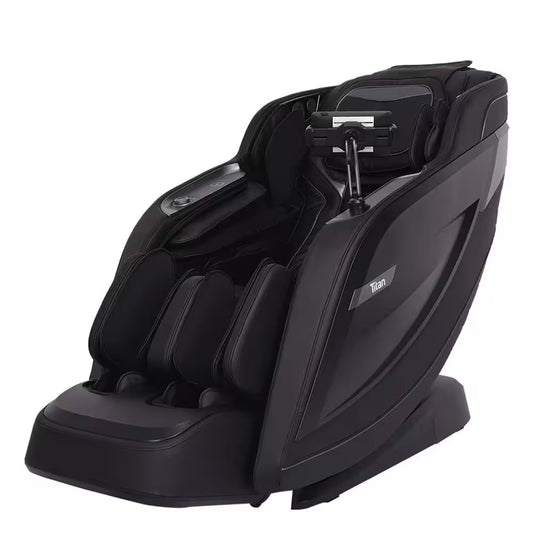 Pro 8500 MAX Black Faux Leather Reclining 4D Massage Chair with Zero Gravity, Heated Lumbar, Extended Dual Rail Tracks