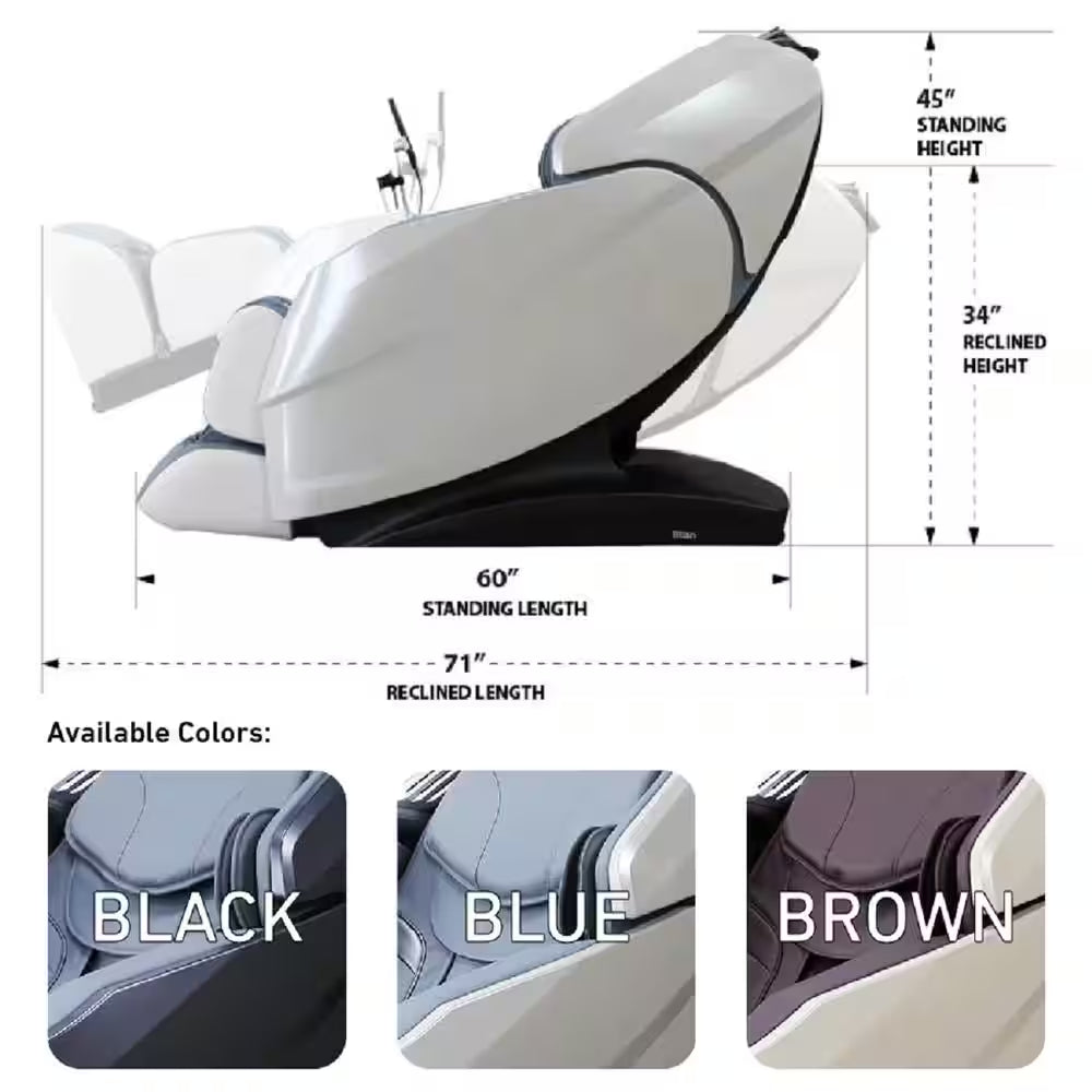Rejuv Series Black Faux Leather Reclining 4D Massage Chair with Voice Recognition, Bluetooth Speakers and Heated Seat