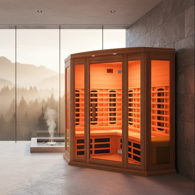 Maxxus Sauna 3-Person Corner Full Spectrum near Zero EMF (Under 2MG) FAR Infrared Sauna