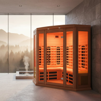 Maxxus Sauna 3-Person Corner Full Spectrum near Zero EMF (Under 2MG) FAR Infrared Sauna