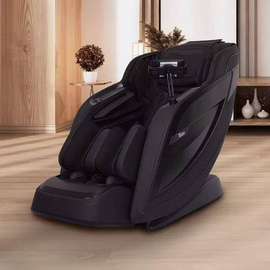 Pro 8500 MAX Black Faux Leather Reclining 4D Massage Chair with Zero Gravity, Heated Lumbar, Extended Dual Rail Tracks