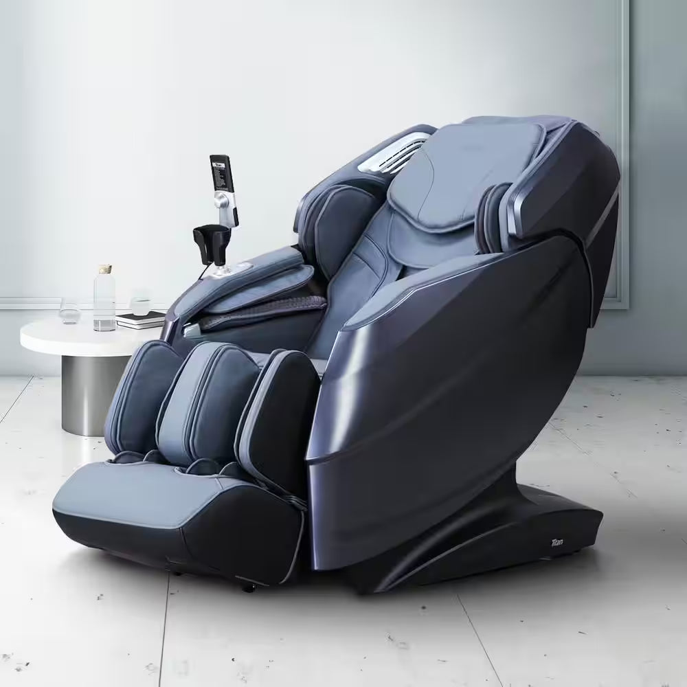 Rejuv Series Black Faux Leather Reclining 4D Massage Chair with Voice Recognition, Bluetooth Speakers and Heated Seat